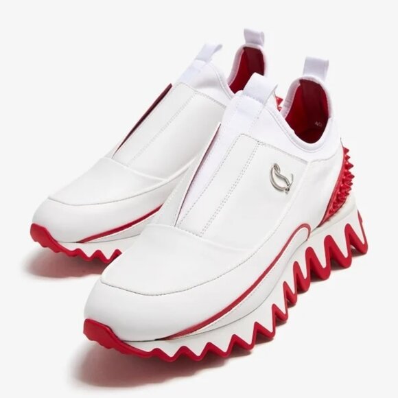 Christian Louboutin SHARKYLOUB SB Spikes Donna Leather Sneakers Shoes - Picture 3 of 14